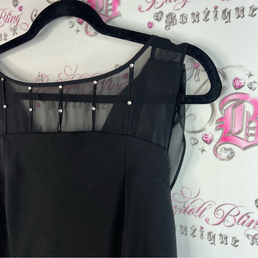 Cleocleo petite dress rhinestone bling cowl neck swoop Black Dress silver detail - Picture 3 of 13